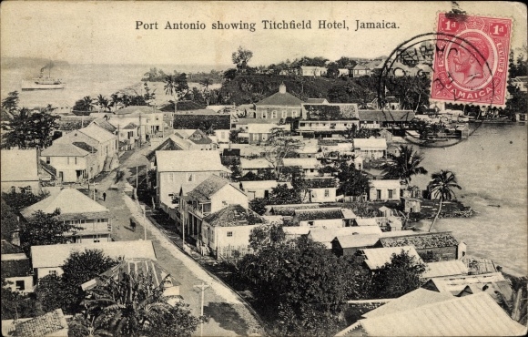 Postcard Port Antonio Jamaica, Titchfield Hotel, Panorama
