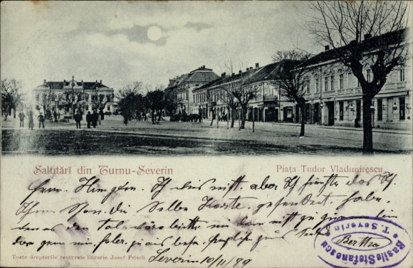 Moonlight Postcard Drobeta Turnu Severin Romania, Piata Tudor Vladimirescu