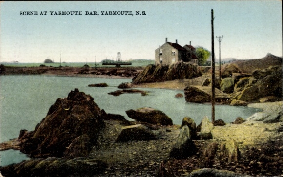 Postcard Yarmouth Nova Scotia Canada, view of the harbor and beach