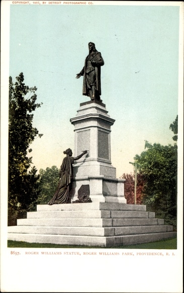 Postcard Providence Rhode Island USA, Roger Williams Statue, Roger Williams Park