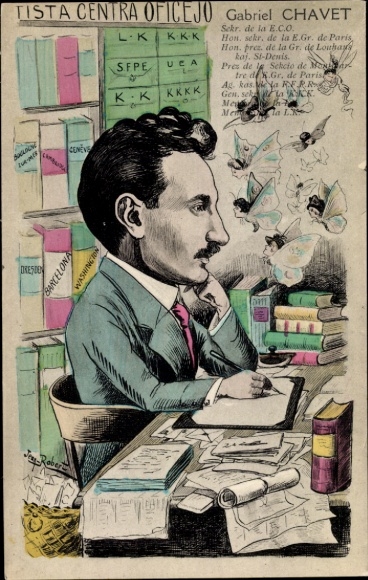 Artist Postcard Gabriel Chavet, French Esperantist, Tista Centra Oficejo, Esperanto