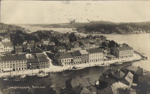 Postcard Arendal Norway, Langbryggen