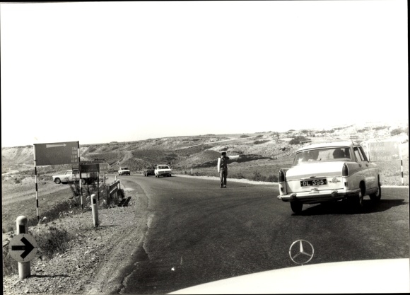 Photo Nicosia Cyprus, country road to Peristerona, cars, Mercedes