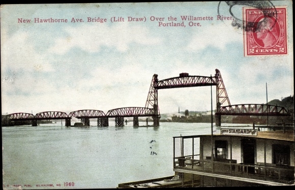 Postcard Portland Oregon USA, New Hawthorne Ave. Bridge