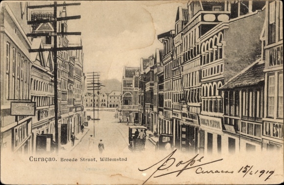 Postcard Willemstad Curaçao Netherlands Antilles Caribbean, Breede Straat