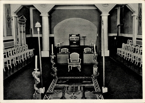 Postcard Erlangen in Middle Franconia Bavaria, Freemasons' Lodge, Lebanon zd 3 feathers