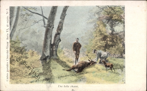 Artist Postcard Chocolat Vinay, advertising, hunting