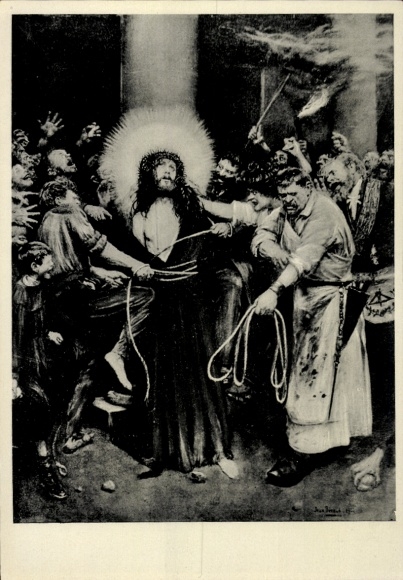 Postcard Erlangen in Middle Franconia Bavaria, Freemason Lodge Lebanon to the 3 Cedars, painting