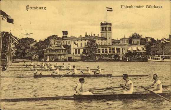 Postcard Hamburg Nord Uhlenhorst, Uhlenhorster Fährhaus, Regatta