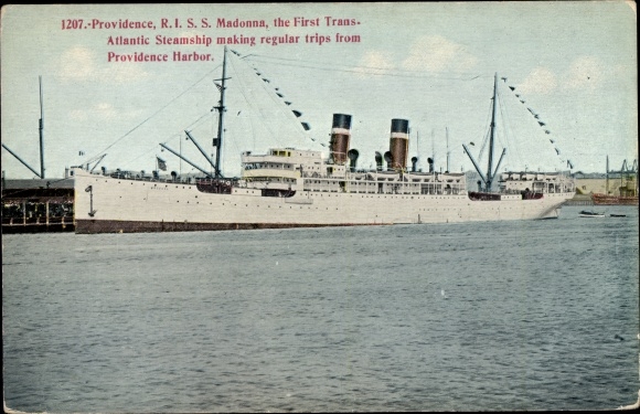 Postcard Providence Rhode Island USA, Steamer Madonna, Fabre Line