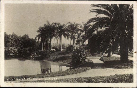 Palermo, Buenos Aires, Argentina, Jardin de Palermo, palm trees, pond, path