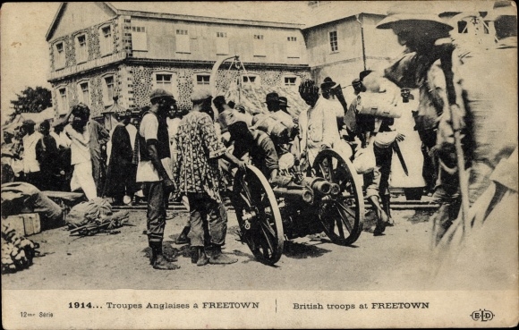 Postcard Freetown Sierra Leone, Troupes Anglaises, British Troops, Gun