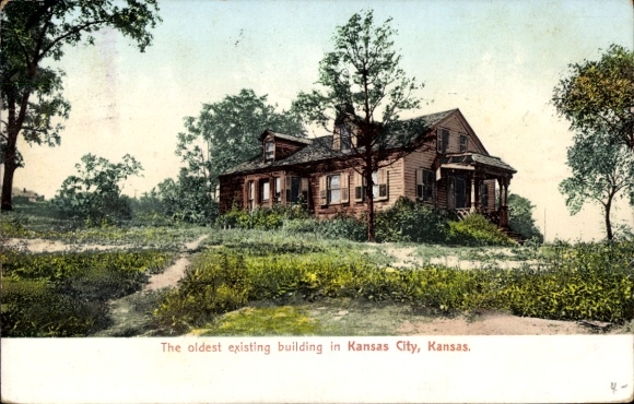 Postcard Kansas City Kansas USA, oldest building in from 1903, colored, landscape