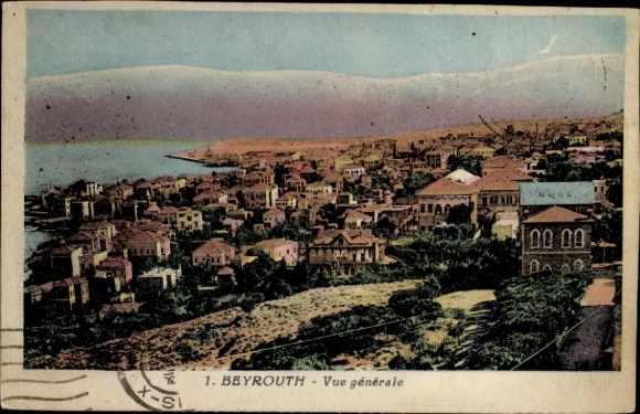 Postcard Beirut Beyrouth Lebanon, general view, coastline, houses, landscape