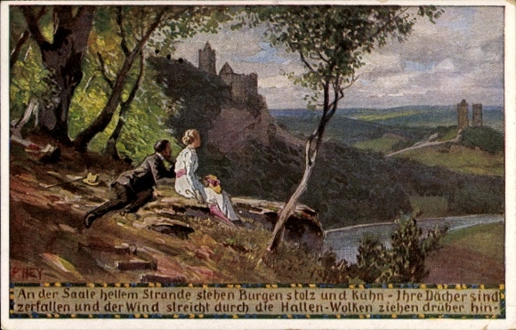 Song by artist Postcard Hey, Paul, folk song cards no. 44, On the bright banks of the Saale