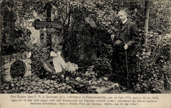 Hoyerswerda Church, Saxony, grave of Franz von Sachsen, called Lehmann, wreath-laying ceremony