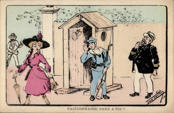 Artist Postcard Nos Marins, sailor, sentry, humor