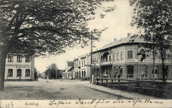 Postcard Rødding Rödding Denmark, KJAR HOTEL, AC Collack, MMANUFA FURKI TI, Rødding
