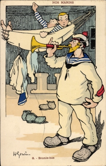 Artist CPA Nos Marins, Branle-bas