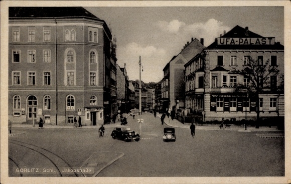 Postcard Görlitz Silesia, Jakobstraße, UFA Palast, Cinema