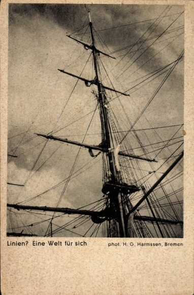 Postcard sailing ship, advertisement