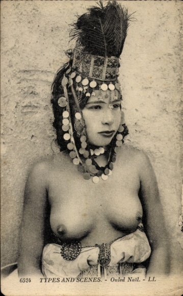 Postcard Scenes et Types, Ouled Nail, nackte Araberin, Busen