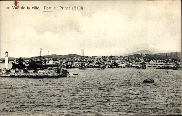 Postcard Port au Prince Haiti, view of the town