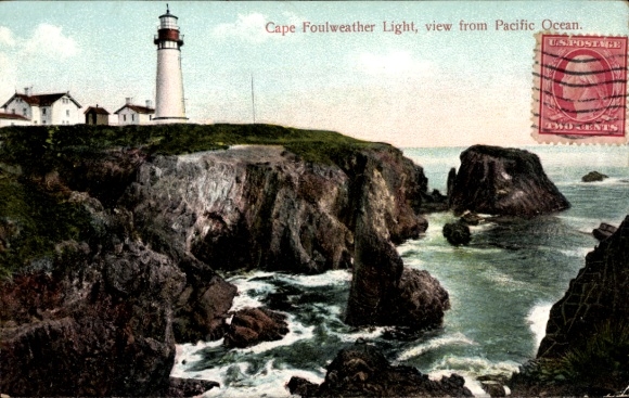 Postcard Cape Foulweather Oregon USA, lighthouse