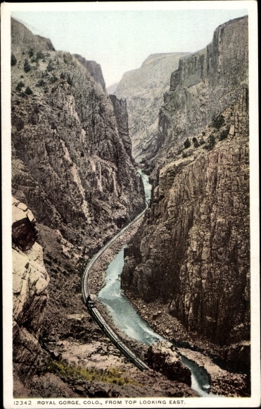 Postcard Colorado United States, Royal Gorge, from above looking east