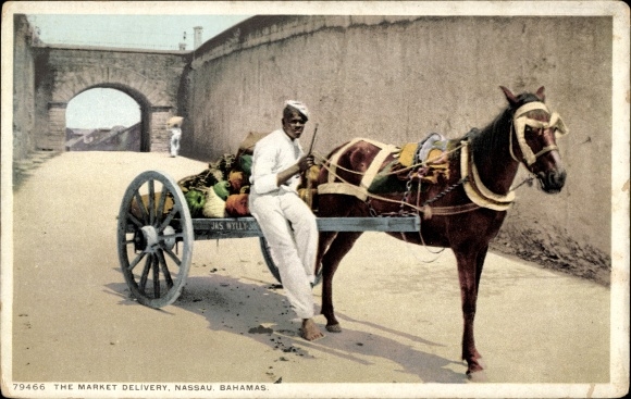 Postcard Nassau Bahamas, The Market Delivery