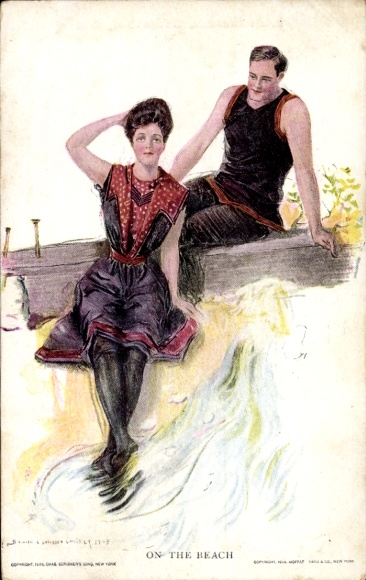 Artist AK Woman and Man on the Beach, Swimwear