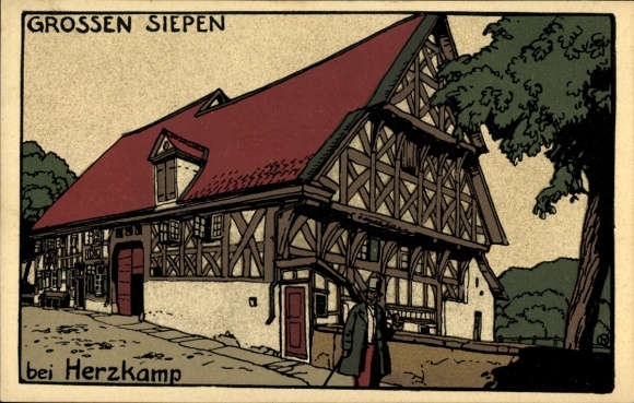 Lithographic printing, Postcard Sprockhövel Ruhr area, Großen Siepen