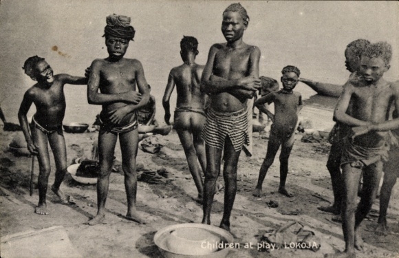 Postcard Lokoja Nigeria, local children playing