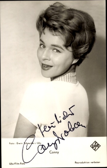 Actress and singer Conny Froboess, portrait, autograph