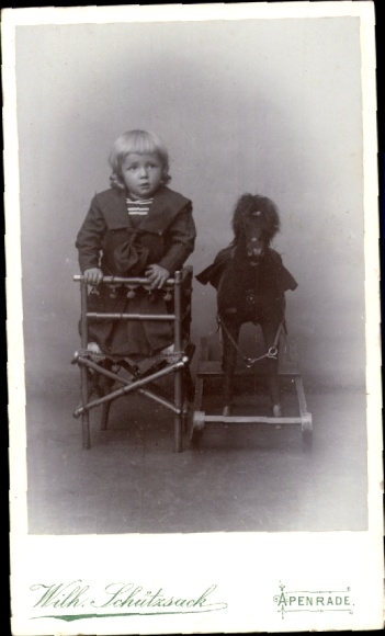 CdV Aabenraa Apenrade Denmark, child with toy, portrait