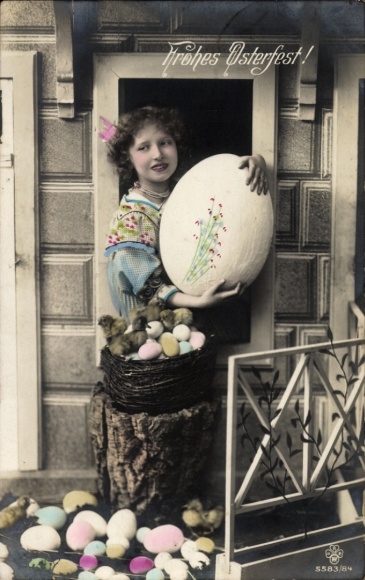 Happy Easter, girl, Easter eggs!