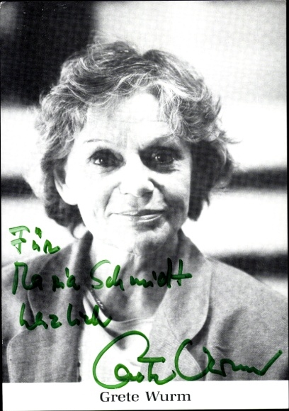 Actress Grete Wurm, portrait, autograph