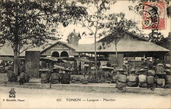 Postcard Tonkin Vietnam, market life