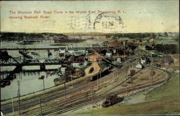 Postcard Providence Rhode Island USA, the world's sharpest railroad curve