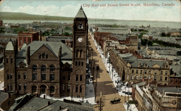 Postcard Hamilton Ontario Canada, City Hall, James Street North, View