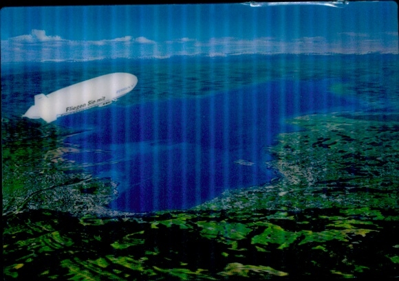 3D Postcard Zeppelin over Lake Constance, panorama