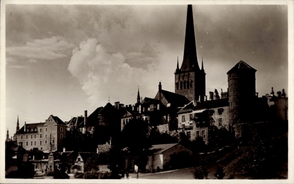 Tallinn Reval Estonia, city view, high church, buildings, clouds