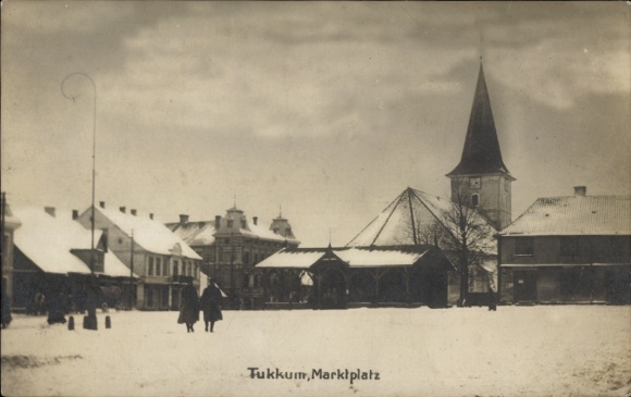 Postcard Tukum Latvia, Market Square