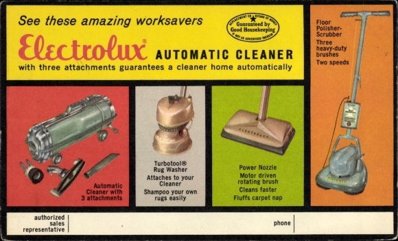 Postcard Electrolux Automatic Cleaner, Turbotool Rug Washer, Floor Polisher Scrubber, Evansville Indiana