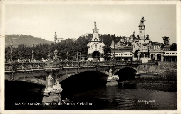 Donostia San Sebastian Basque Country, bridge, Puente de María Cristina, river, landscape