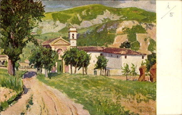 Artists Postcard Wolf Ferrari, Teodoro, Predappio Emilia Romagna, La Chiesa di S. Cassiano