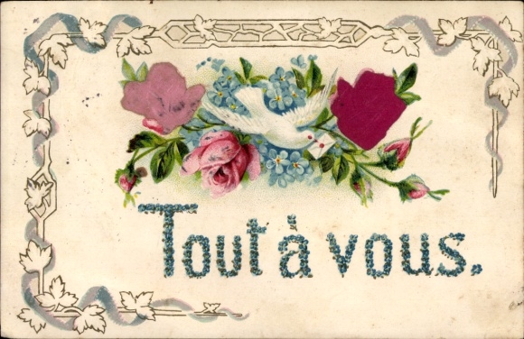 Embosser material: Dove, flowers, kitsch