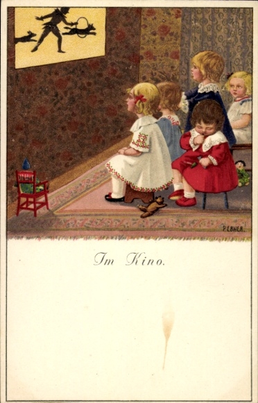 Artist Postcard Ebner, Pauli, In the cinema, Munk 878