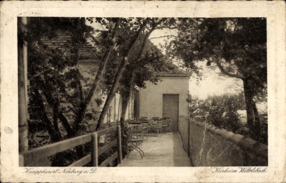 Postcard Neuburg an der Donau Oberbayern, terrace of the Kurheim Wittelsbach