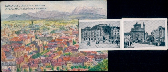 Leporello Postcard Ljubljana Laibach Slovenia, Panorama, Square